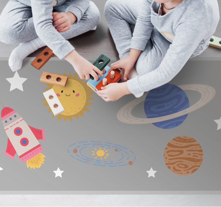 Tapis vinyle pour enfants thème de l'aventure spatiale - TenStickers