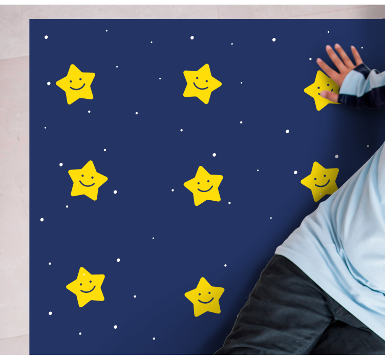 Tapis vinyle étoile motif bleu joyeux - TenStickers