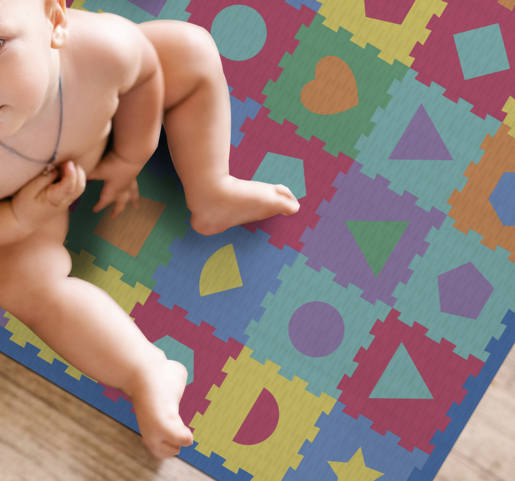 Tapis vinyle chambre bébé imitation de puzzle coloré - TenStickers