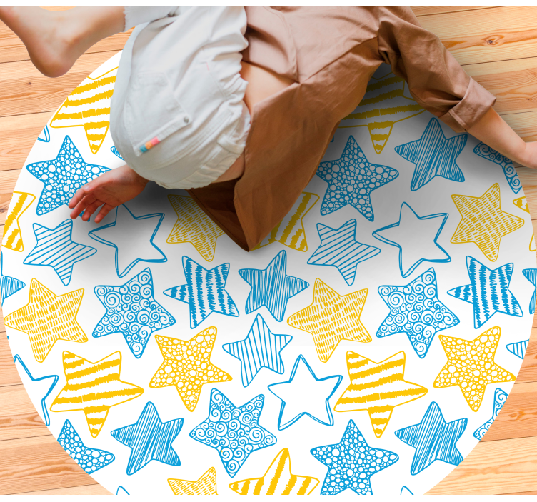 Tapis vinyle étoile design jaune et bleu - TenStickers