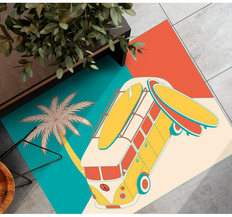 Tapis vinyle vintage aventure en van de surf - TenStickers