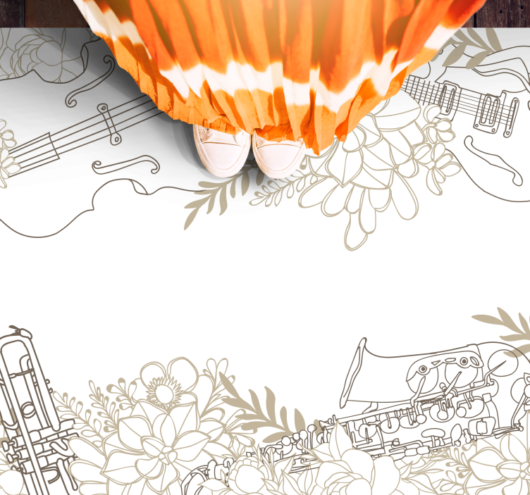 Tapis vinyle fleurs et plantes composition florale musicale - TenStickers