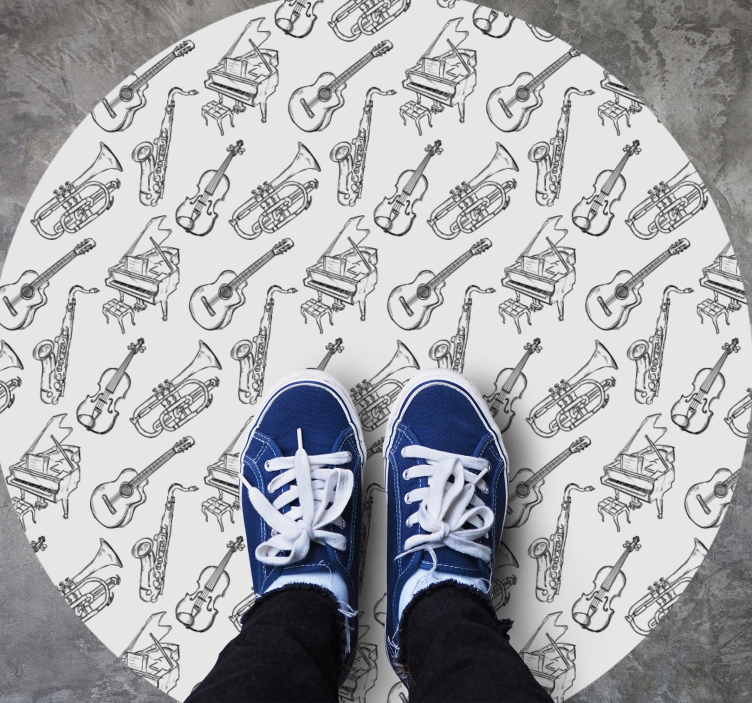 Tapis vinyle rond motif d'instruments de musique - TenStickers