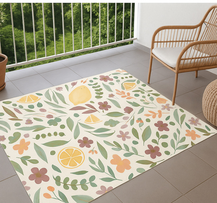 Tapis vinyle extérieur motif floral de citron - TenStickers