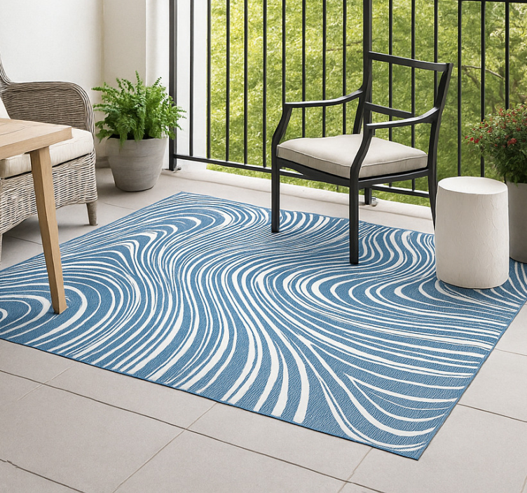 Tapis vinyle extérieur vagues bleues abstraites - TenStickers