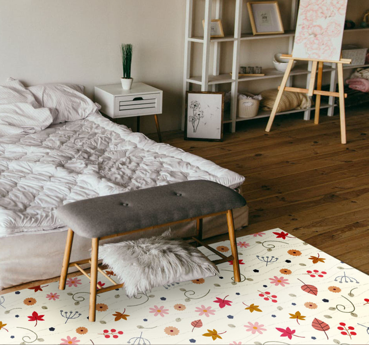 Tapis vinyle fleurs et plantes accent de motif floral - TenStickers