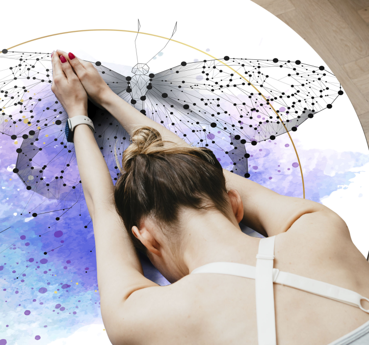 Tapis vinyle fleurs et plantes aquarelle papillon - TenStickers