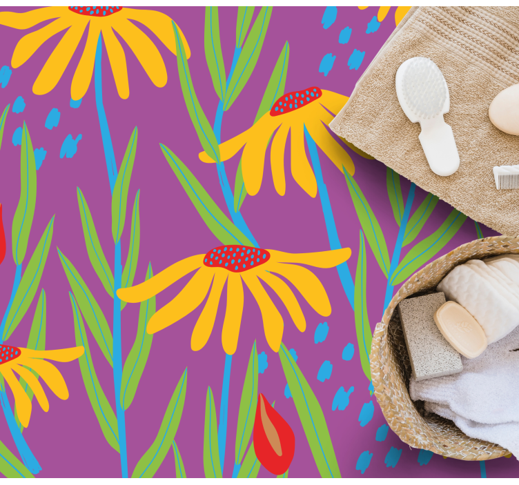 Tapis vinyle fleurs et plantes arrangement botanique violet - TenStickers