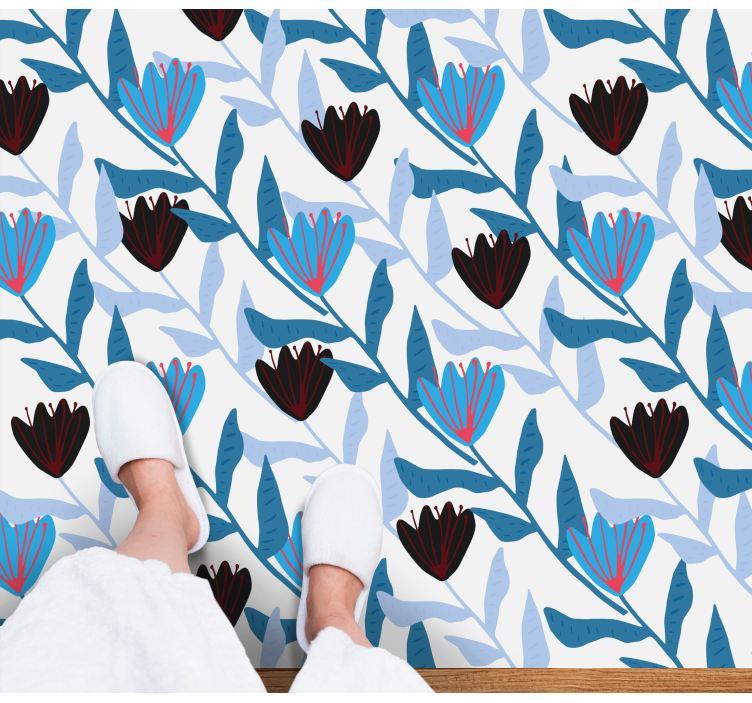 Tapis vinyle fleurs et plantes arrangement de feuilles - TenStickers