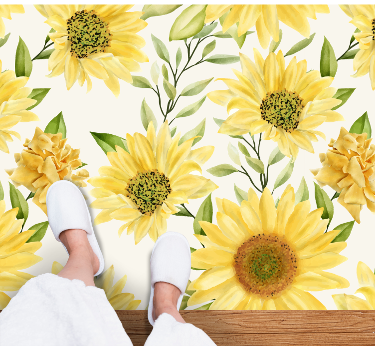 Tapis vinyle fleurs et plantes arrangement tournesols - TenStickers