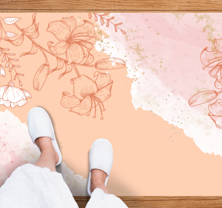 Tapis vinyle nature blush abstrait floral - TenStickers