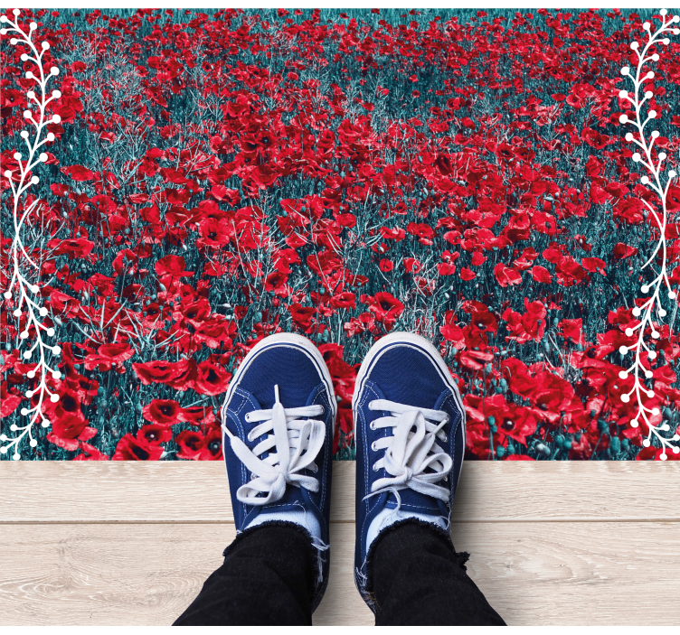 Tapis vinyle fleurs et plantes champ de coquelicots vibrant - TenStickers