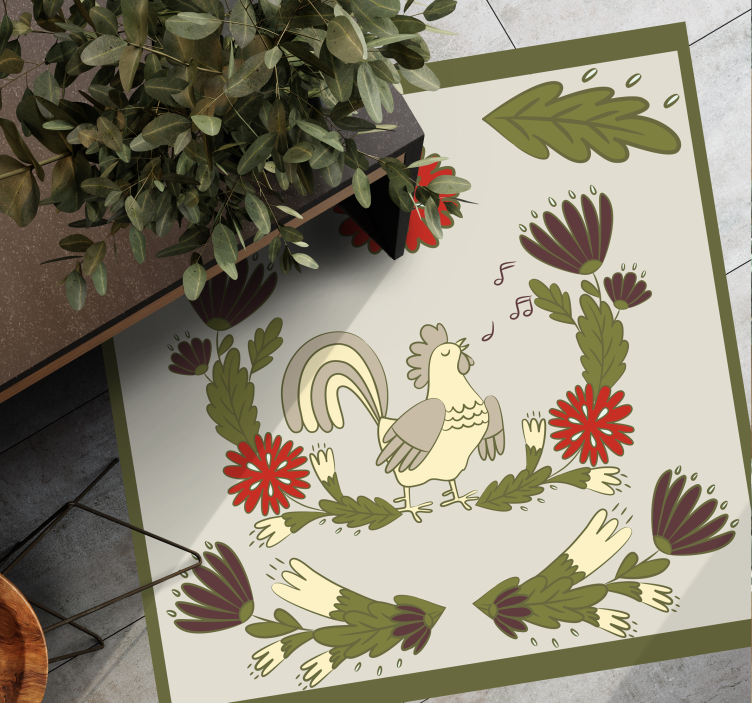Tapis vinyle animal coq folklorique - TenStickers
