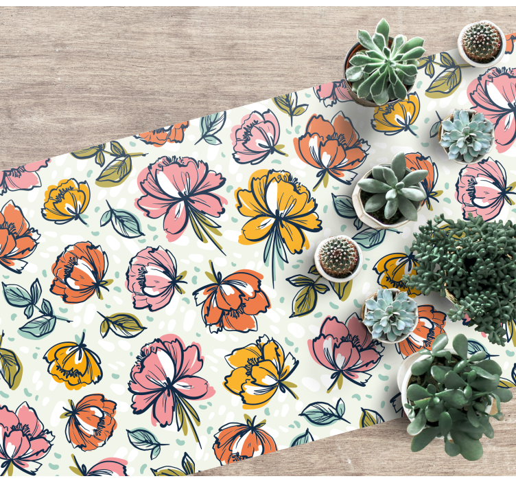 Tapis vinyle fleurs et plantes conception de jardin fleuri - TenStickers