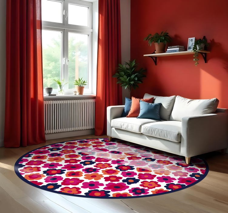 Tapis vinyle fleurs et plantes coquelicot rouge - TenStickers