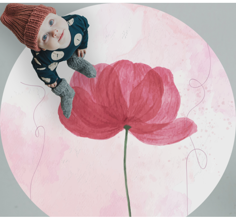 Tapis vinyle fleurs et plantes motif coquelicot aquarelle - TenStickers