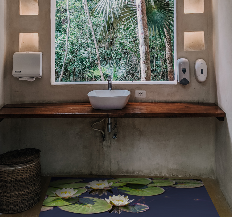 Tapis vinyle fleurs et plantes emblème de nénuphar - TenStickers