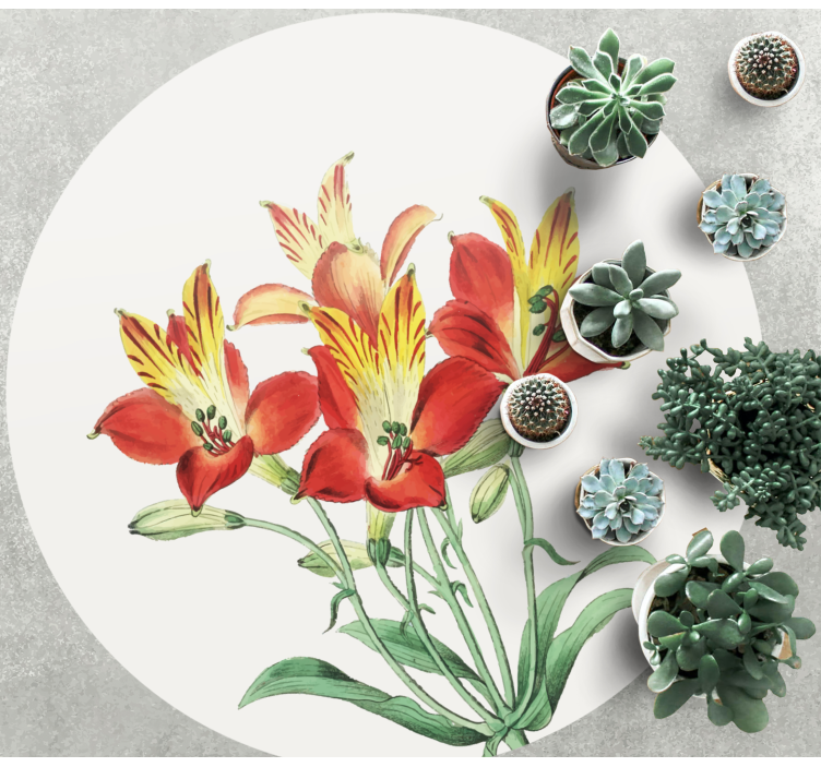 Tapis vinyle fleurs et plantes fleurs rouges vives - TenStickers