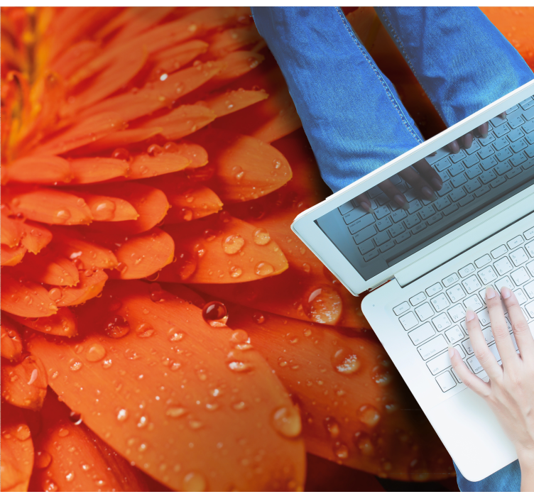 Tapis vinyle fleurs et plantes pétales orange vif - TenStickers