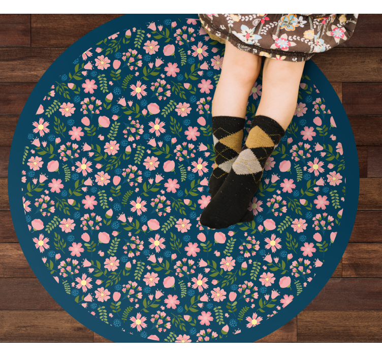 Tapis vinyle fleurs et plantes motif circulaire floral - TenStickers