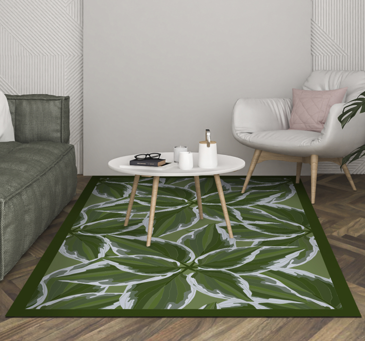 Tapis vinyle salon motif de feuille verte - TenStickers