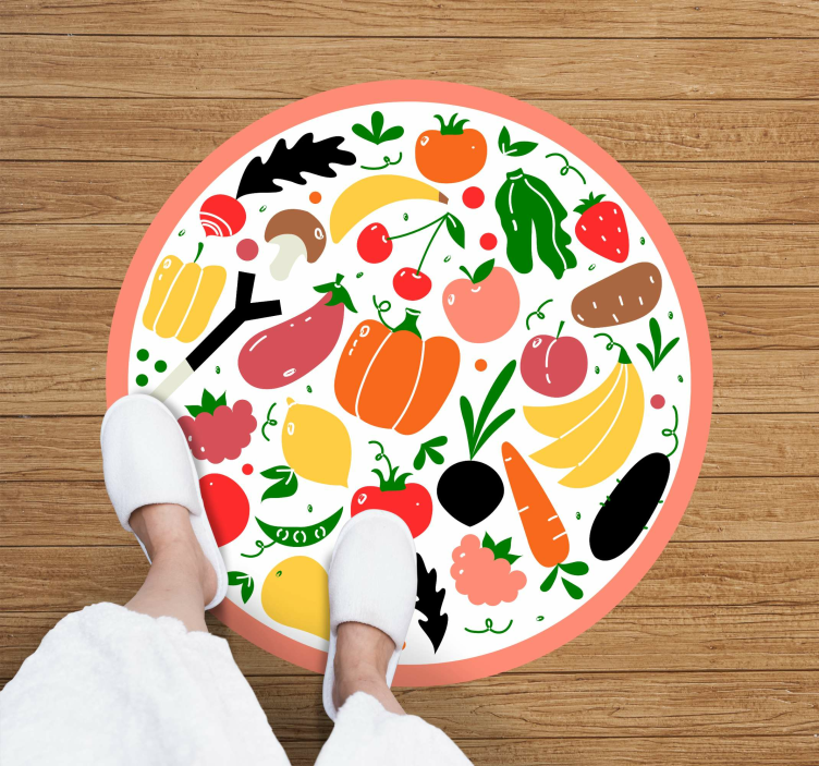 Tapis vinyle fleurs et plantes motif de fruits colorés - TenStickers