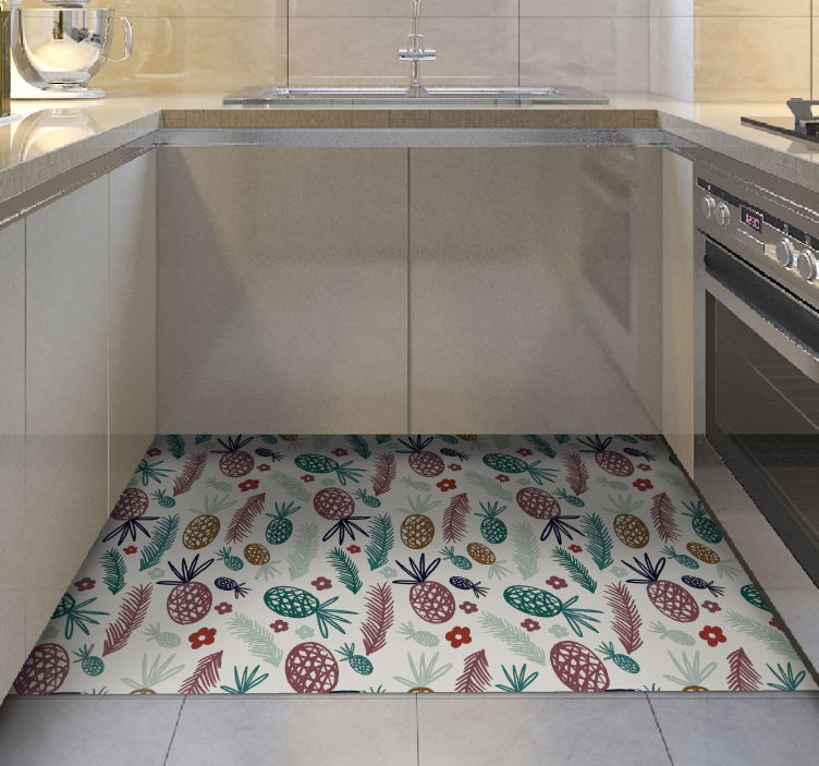 Tapis vinyle fleurs et plantes motif de fruits tropicaux - TenStickers