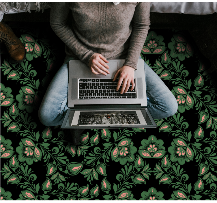 Tapis vinyle fleurs et plantes motif de verdure botanique - TenStickers