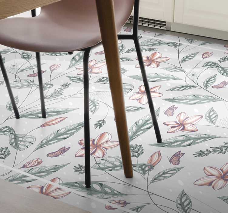 Tapis vinyle fleurs et plantes motif de verdure florale - TenStickers