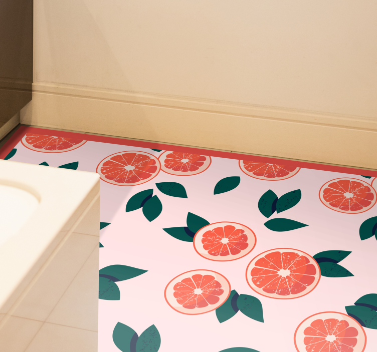 Tapis vinyle fleurs et plantes floral rose et citronné - TenStickers