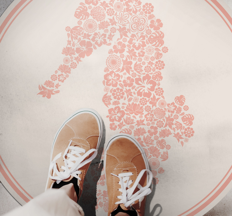 Tapis vinyle fleurs et plantes motif floral d'hippocampe - TenStickers