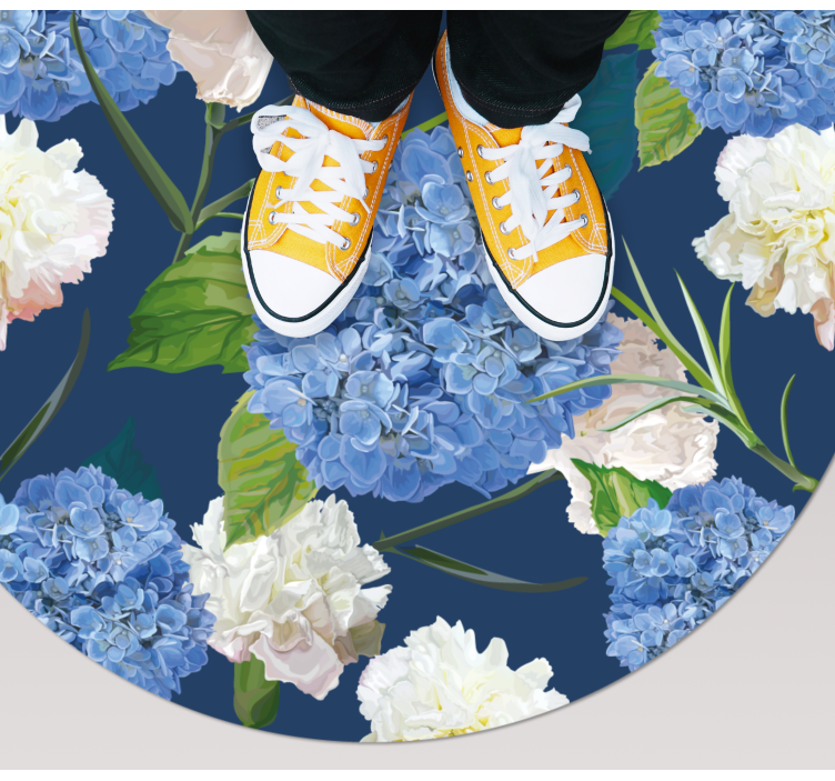 Tapis vinyle fleurs et plantes motif d'hortensia - TenStickers