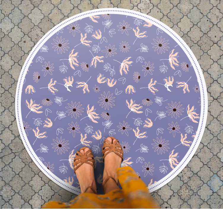 Tapis vinyle fleurs et plantes motif floral violet - TenStickers