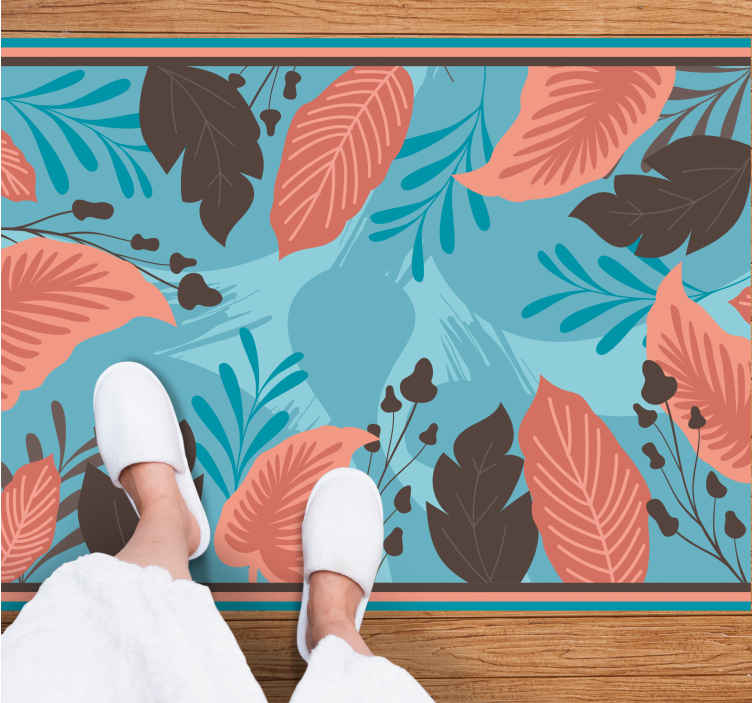 Tapis vinyle fleurs et plantes motifs de feuilles botaniques - TenStickers