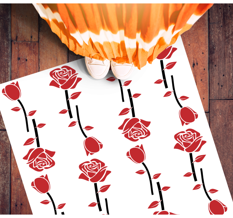 Tapis vinyle fleurs et plantes motifs de roses rouges - TenStickers