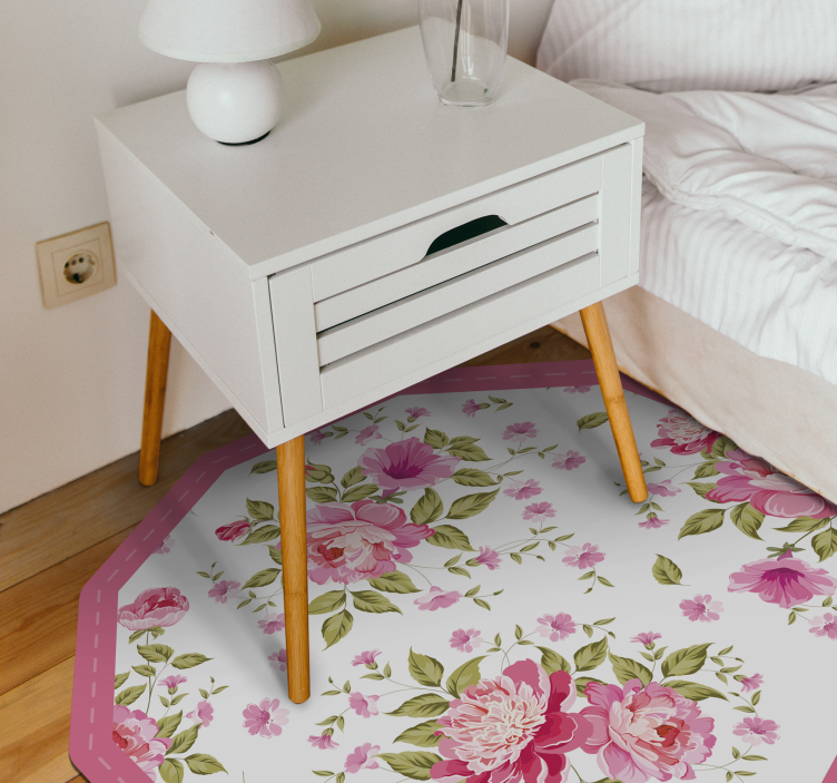 Tapis vinyle fleurs et plantes octogone floral - TenStickers