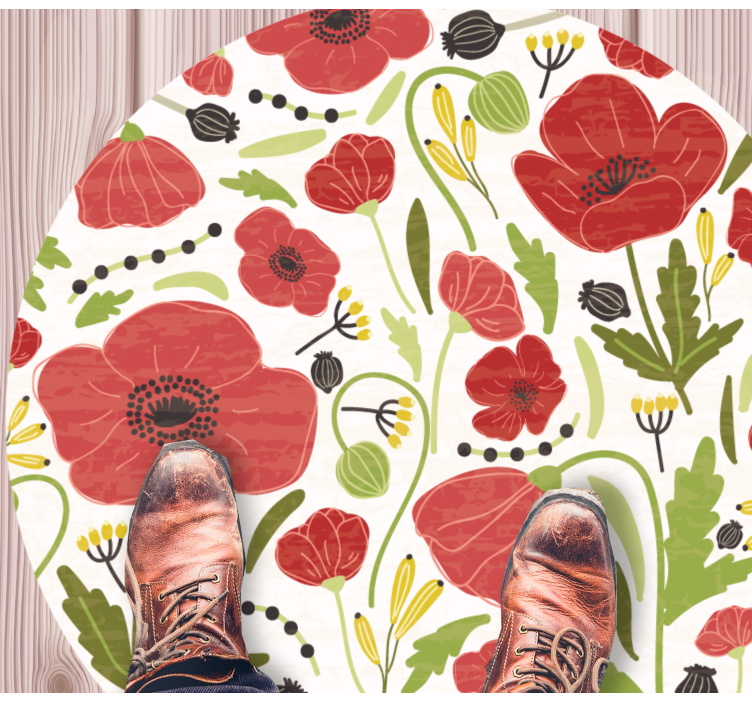 Tapis vinyle fleurs et plantes roses de pavot écarlate - TenStickers