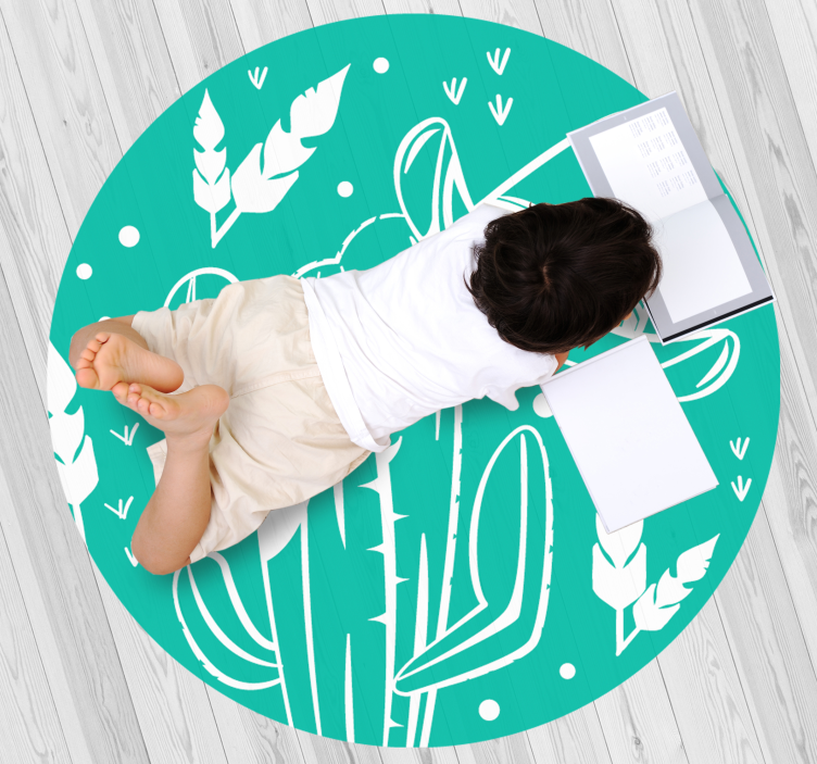 Tapis vinyle fleurs et plantes thème des cactus botaniques - TenStickers