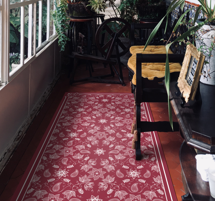 Tapis vinyle rectangulaire Fleurs paisley - TenStickers