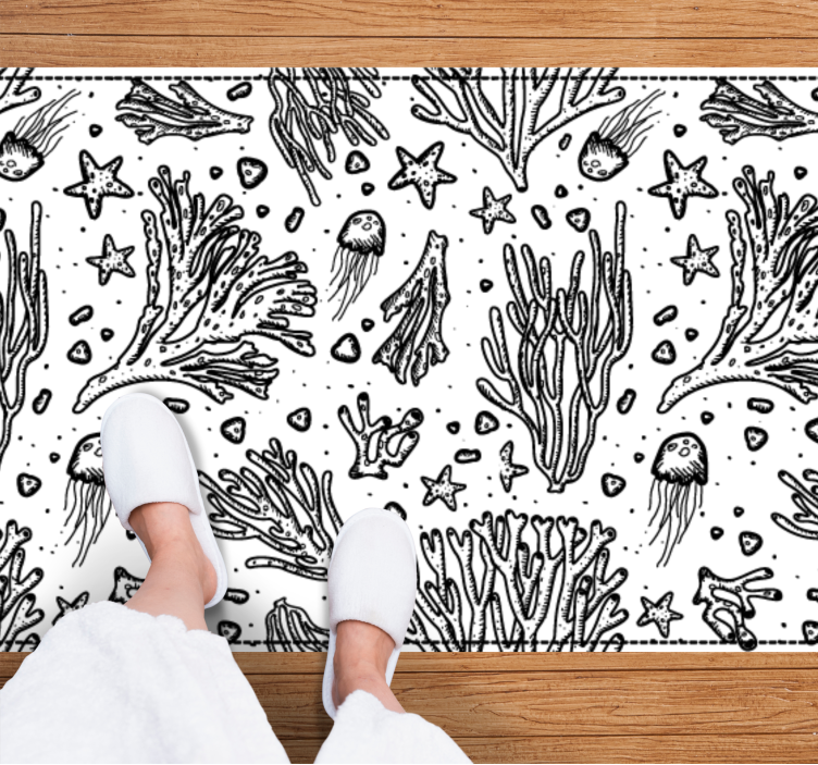 Tapis vinyle animal motif océanique monochrome - TenStickers