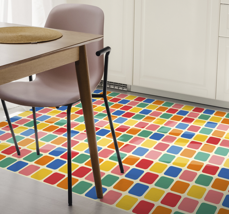 Tapis vinyle géométrique carrés de mosaïque colorés - TenStickers