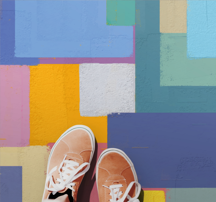 Tapis vinyle géométrique cubes abstraits vibrants - TenStickers