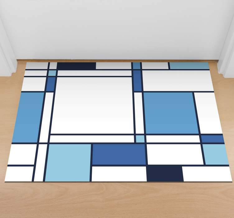Tapis vinyle design moderne motif géométrique bleu - TenStickers