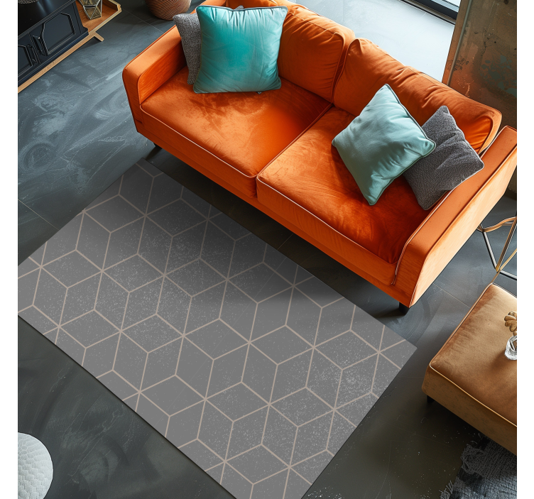 Tapis vinyle géométrique gris motif hexagonal - TenStickers