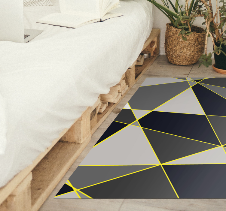Tapis vinyle géométrique lignes triangulaires grises - TenStickers