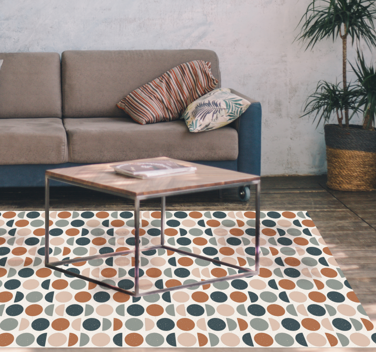 Tapis vinyle géométrique motif à pois rétro - TenStickers