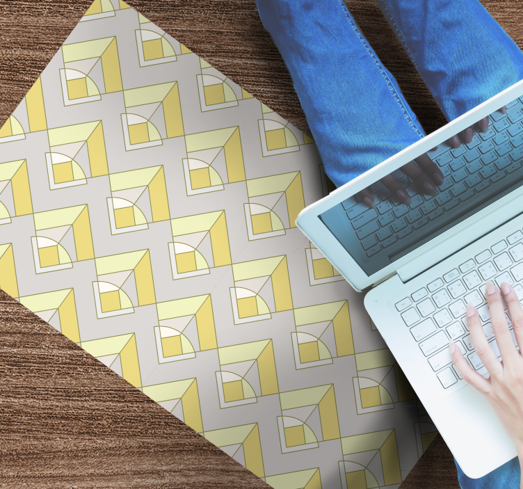 Tapis vinyle géométrique motif jaune et gris - TenStickers