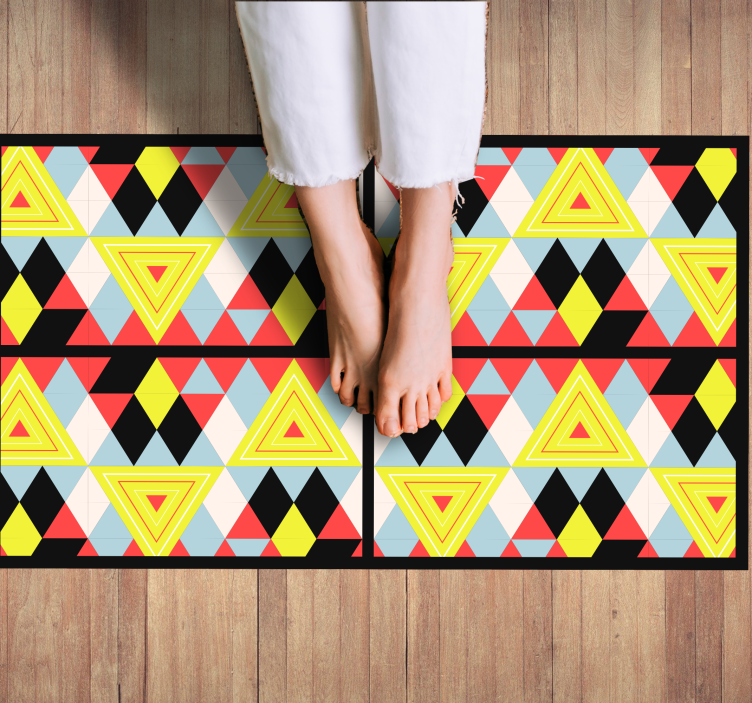 Tapis vinyle géométrique triangles vibrants - TenStickers