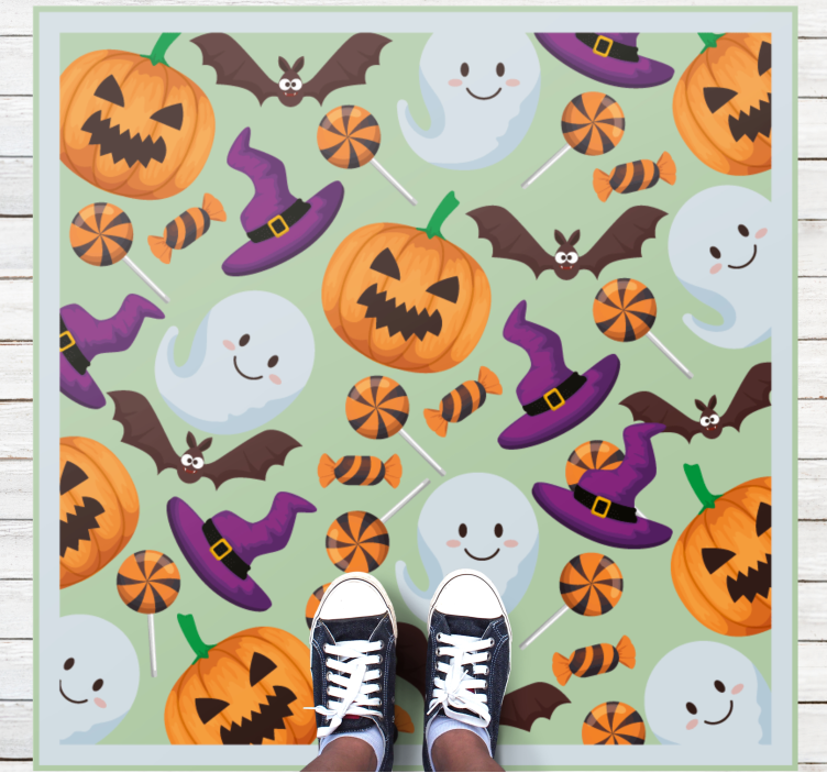 Tapis vinyle halloween ambiance halloween joyeuse - TenStickers