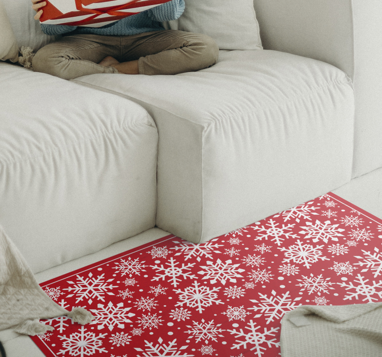 Tapis vinyle noël motif flocon de neige festif - TenStickers